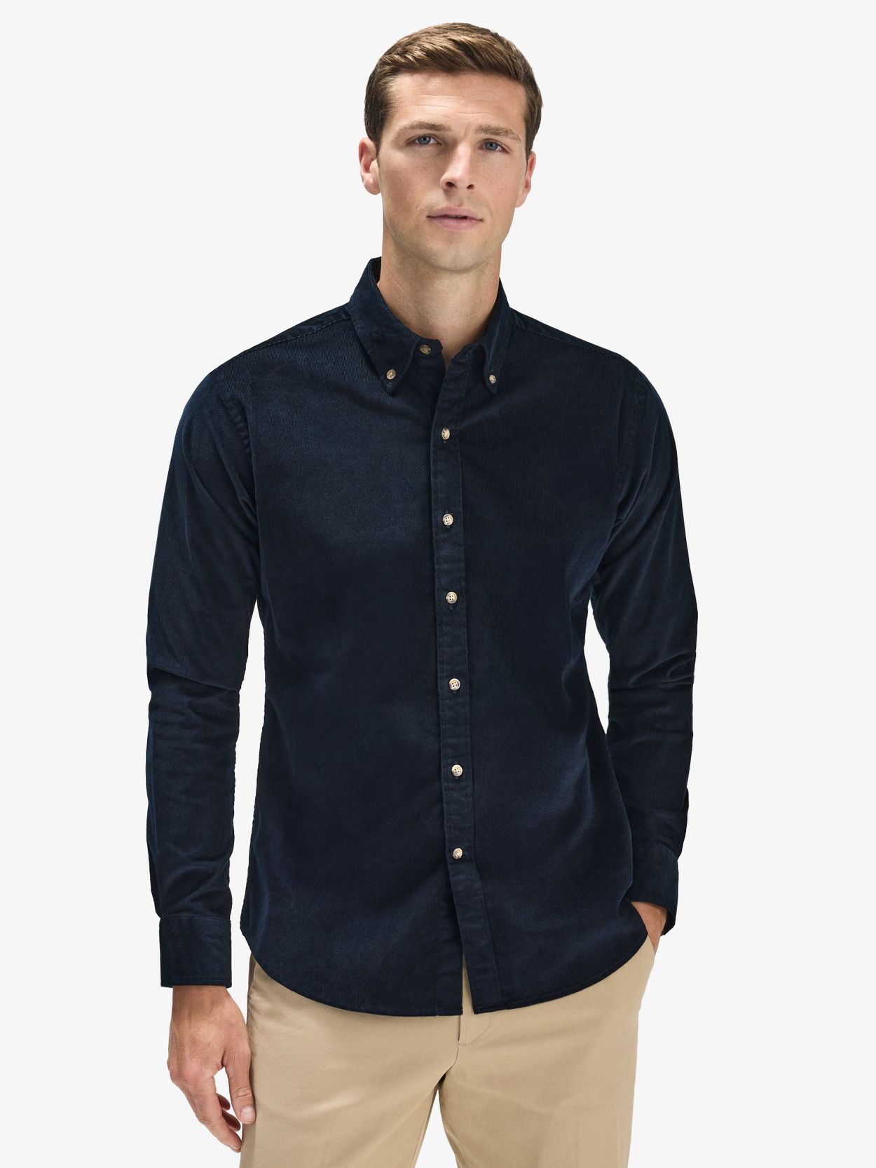 Chemise en Velours Côtelé Bleu Marine Thor