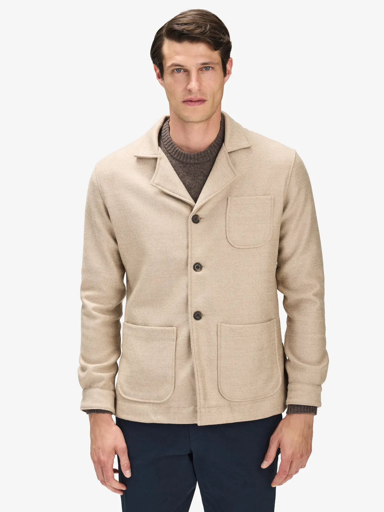 Veste en Laine Mélangée Beige Basil