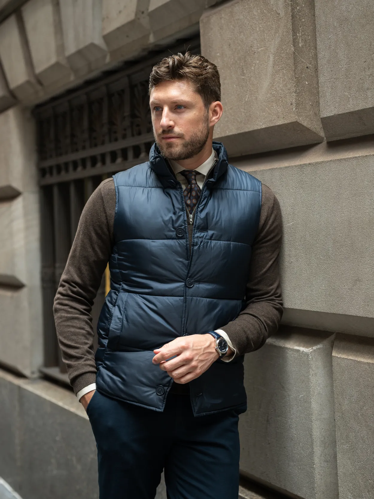 Navy Blue Puffer Vest Porto