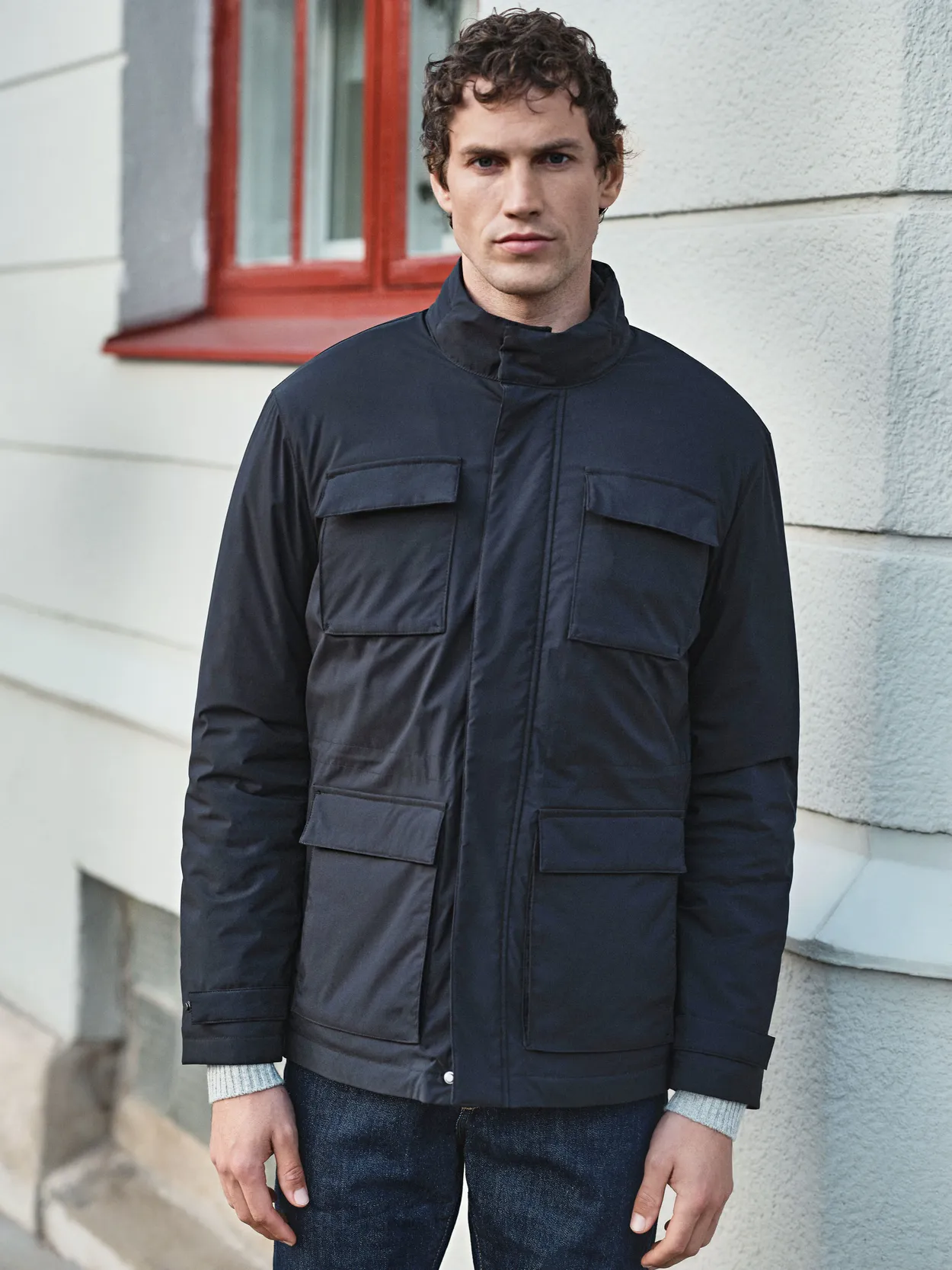 Navy Blue Padded Field Jacket Guarda