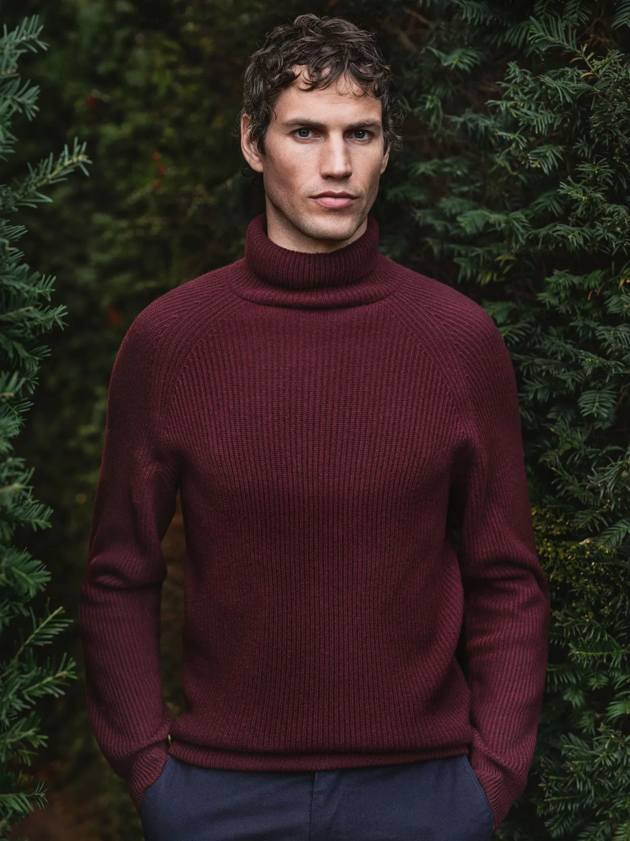 Burgundy Cashmere Blend Turtleneck Aron