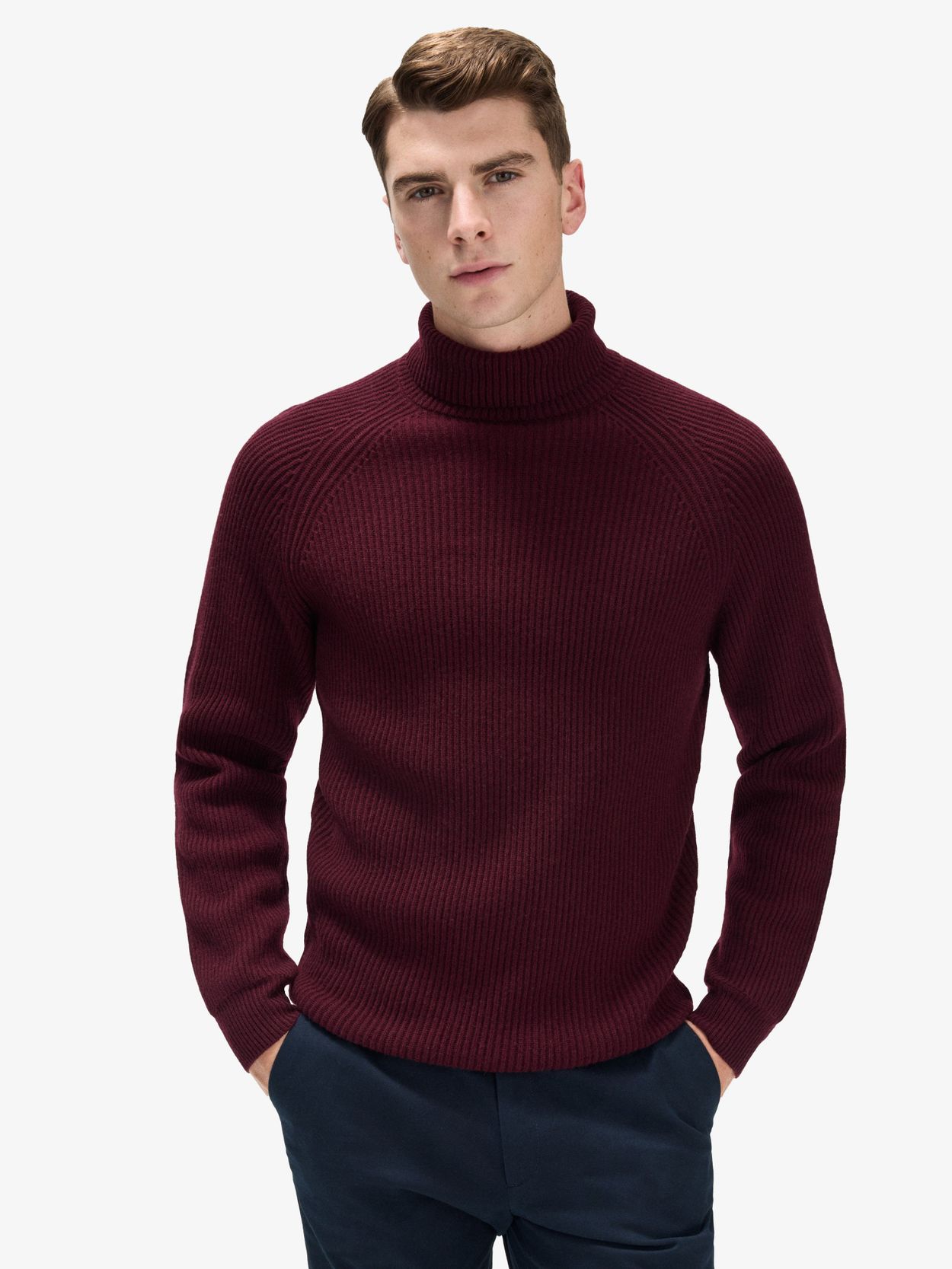 Vinröd Turtleneck Ull & Kashmir Aron