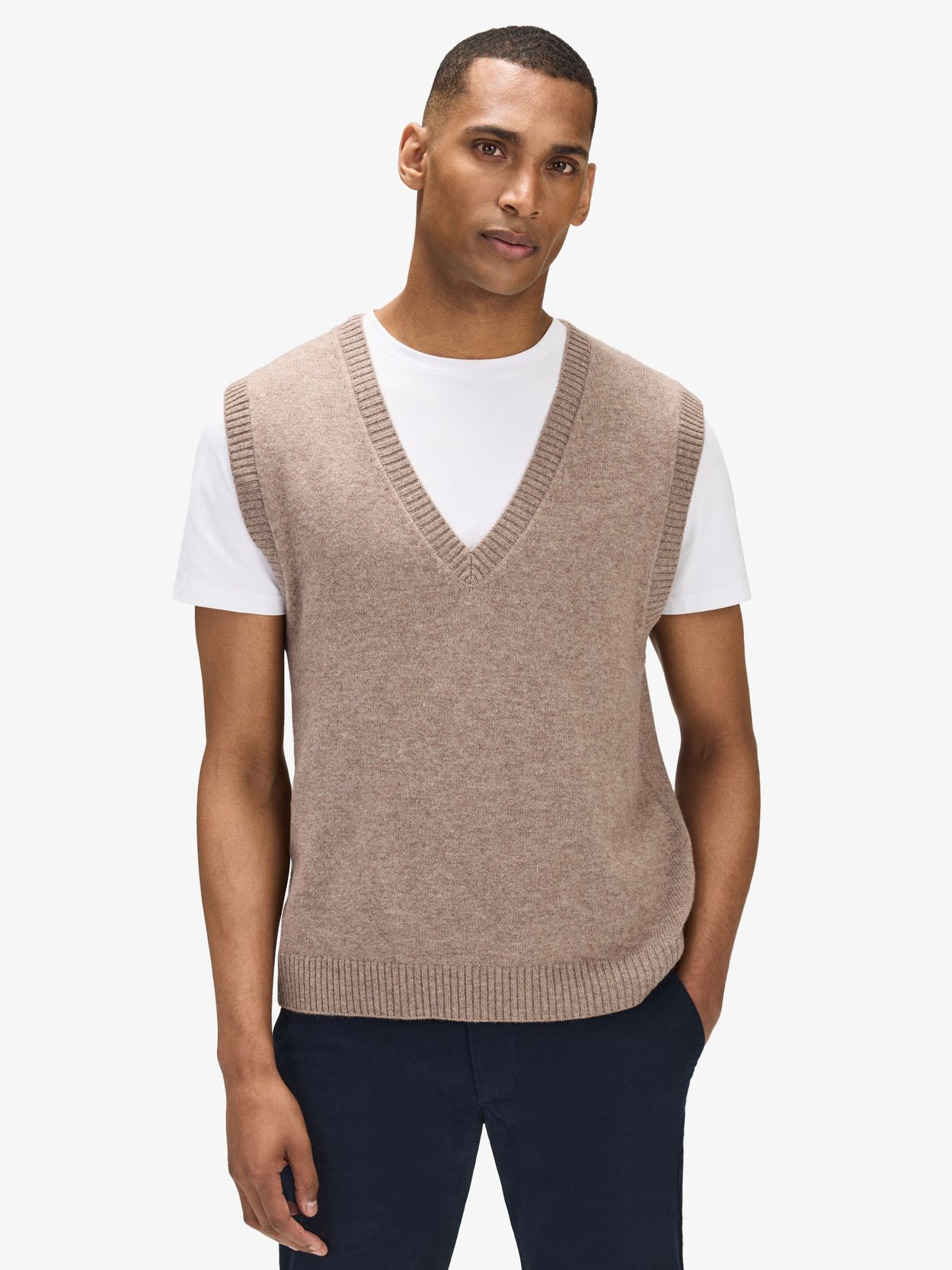 Beige sleeveless sweater best sale