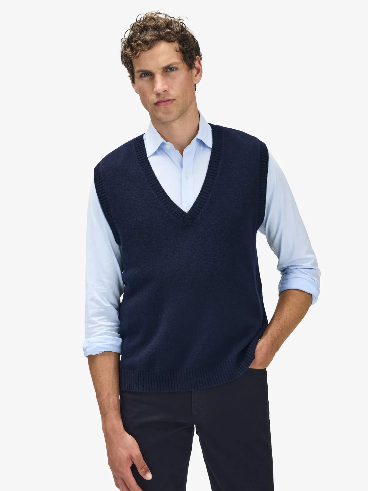 Navy Blue Cashmere  Blend Slipover Leo