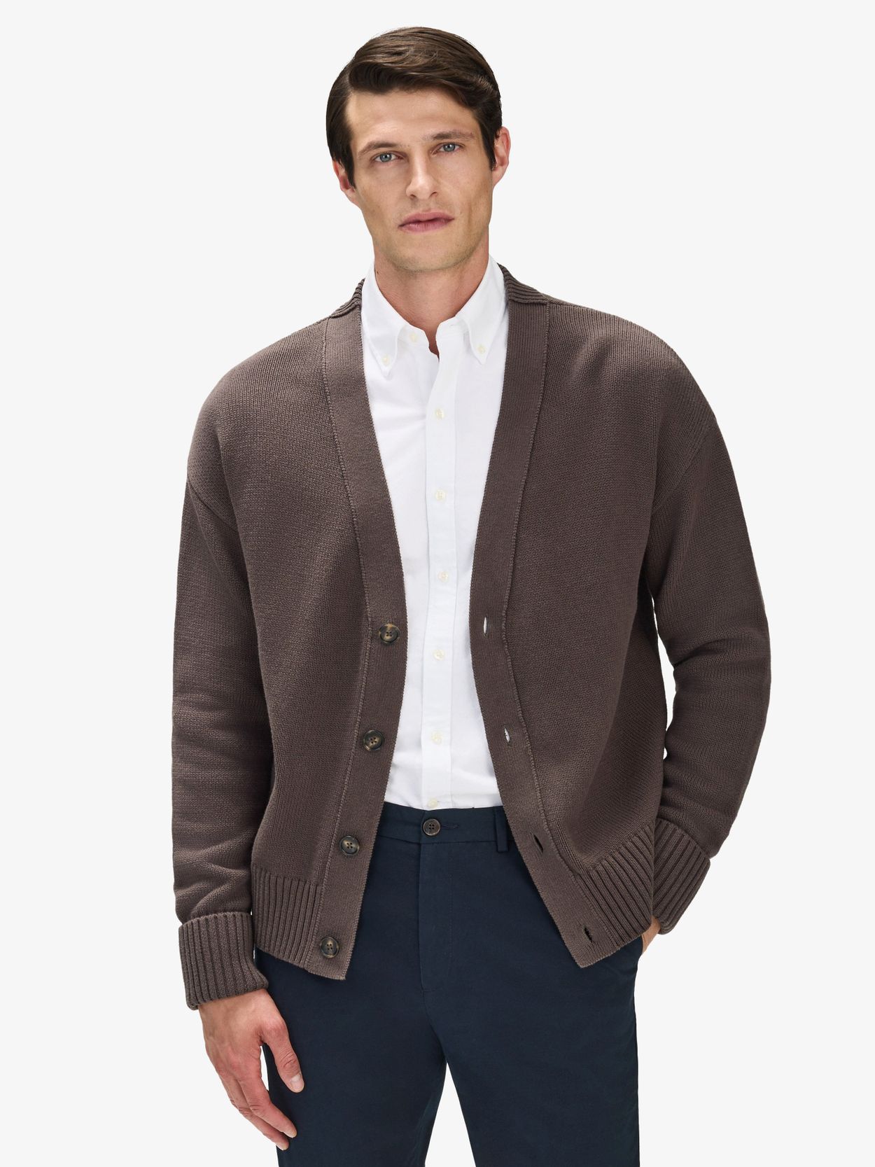 Dark Brown Cotton Cardigan Alan