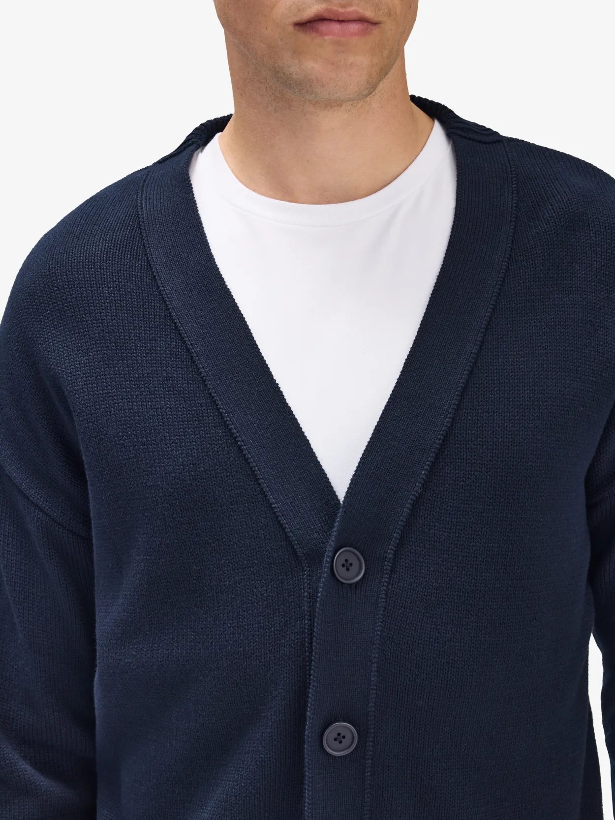 Navy blue cotton cardigan hotsell