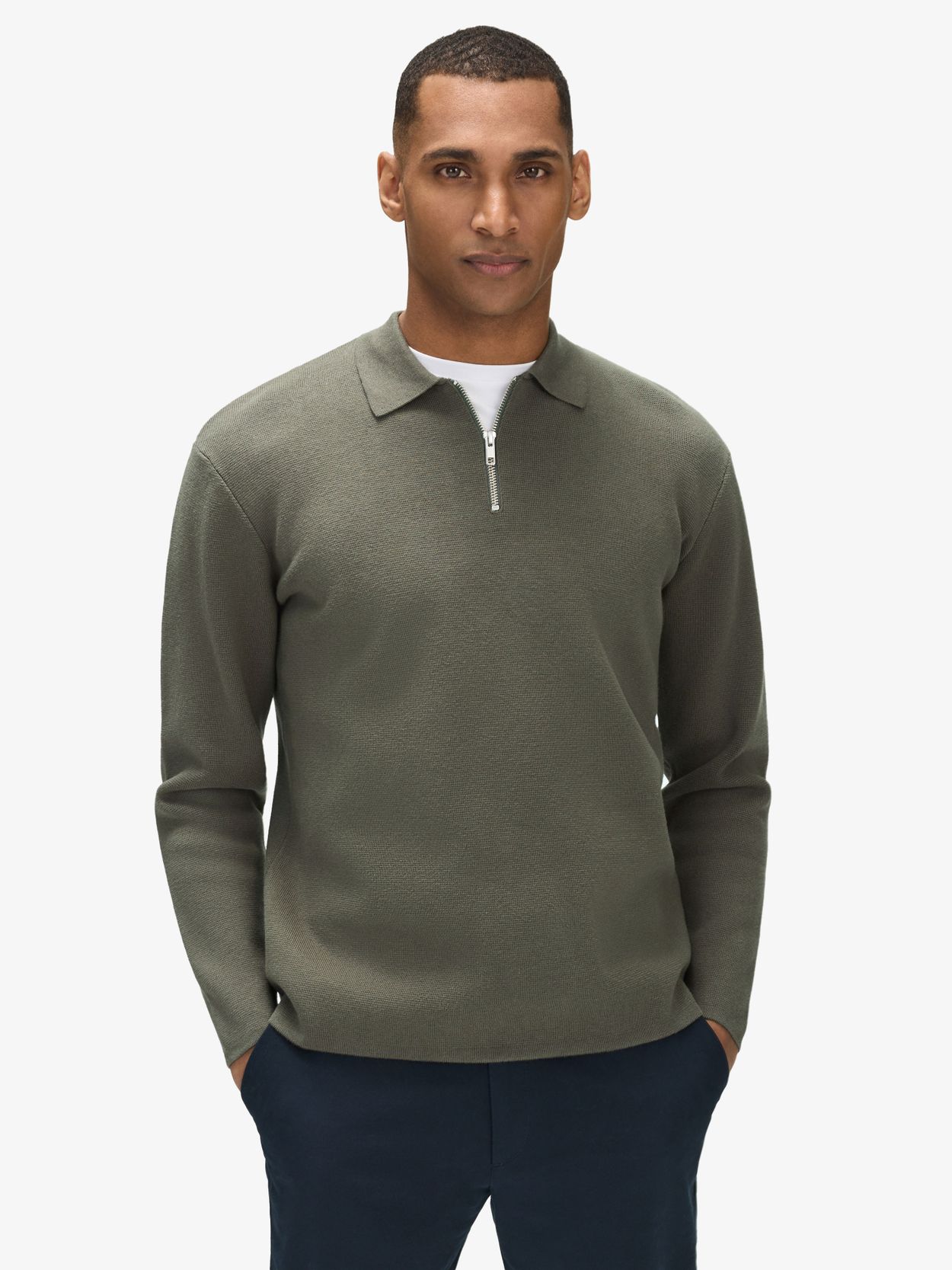 ニット・セーター 87 Check Half Zip Up Collar Knit (3color) Cotton Zip Sweater - Buy online | John Henric