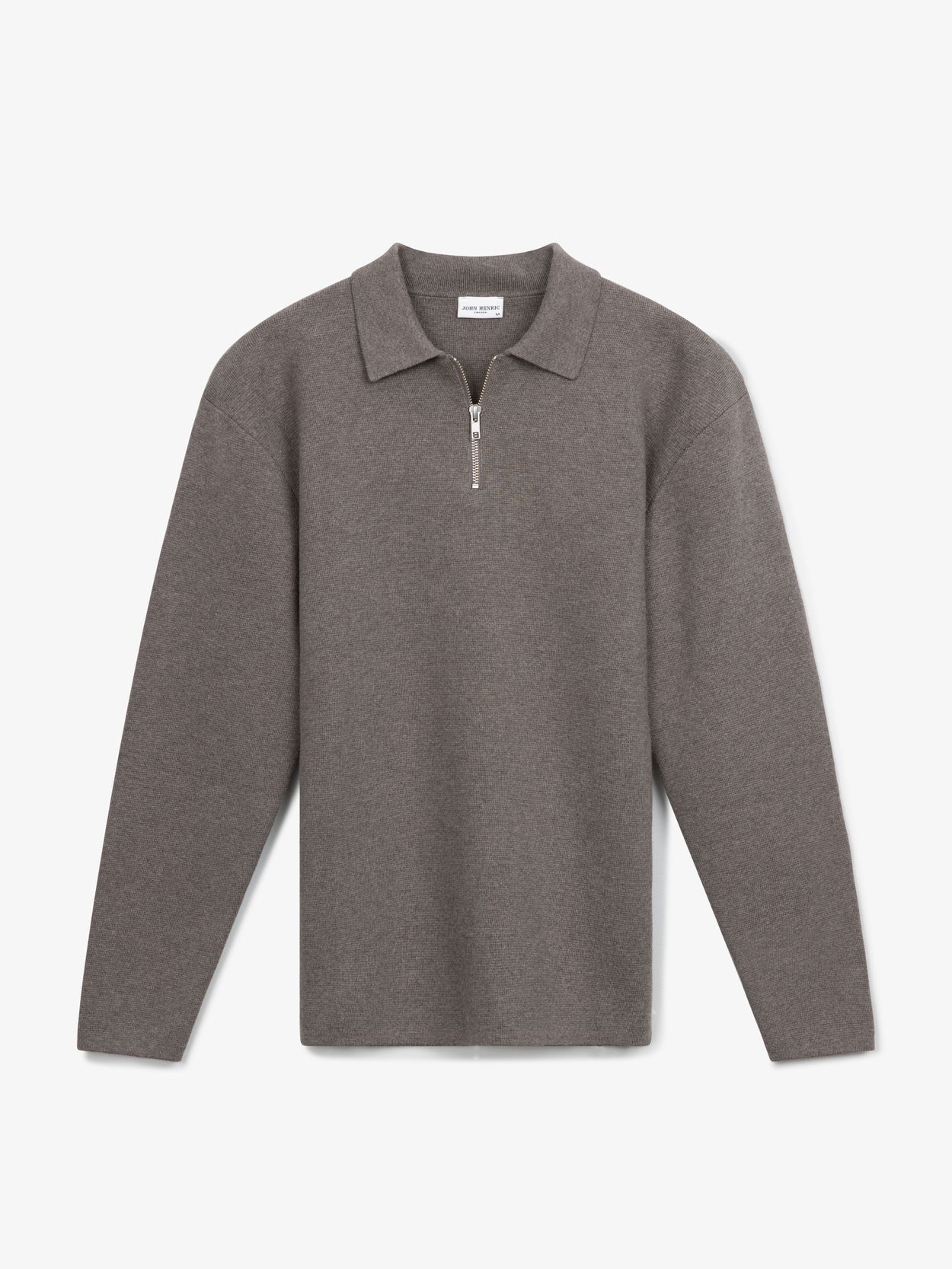 【YOURNUS】Lihen Stripe Half Knit Cotton Zip Sweater - Buy online | John Henric