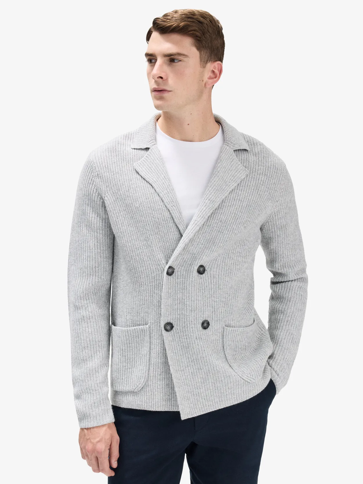 Grey Wool Blend Cardigan Zion