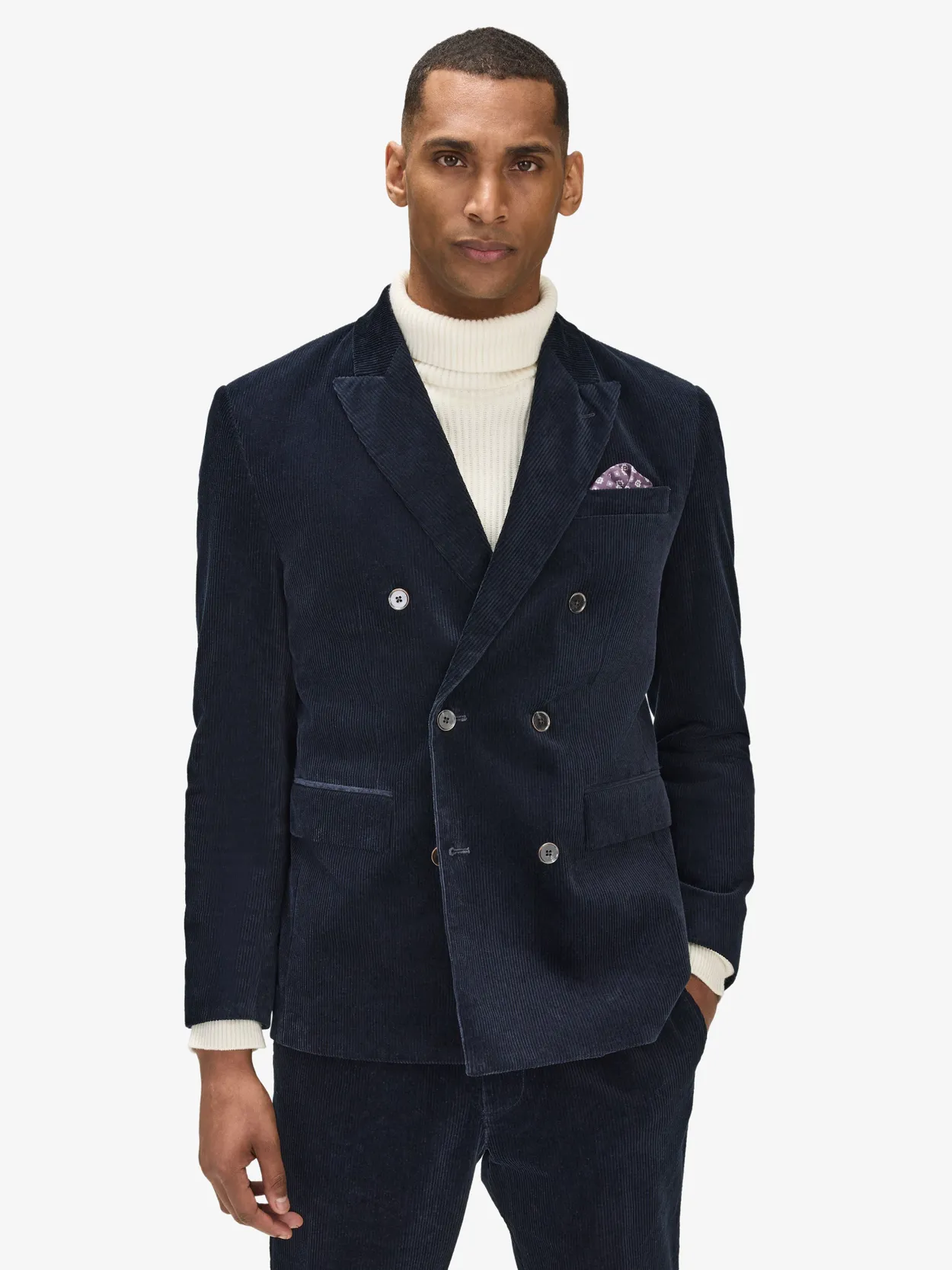 Navy Blue Corduroy Suit Jacket Braddon