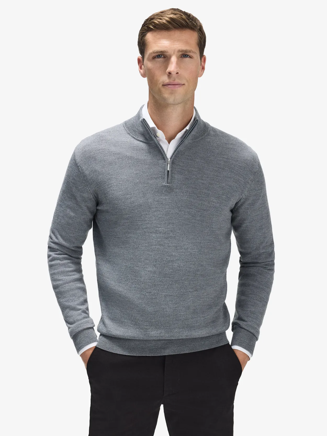 Grey Zipper Sweater Merino