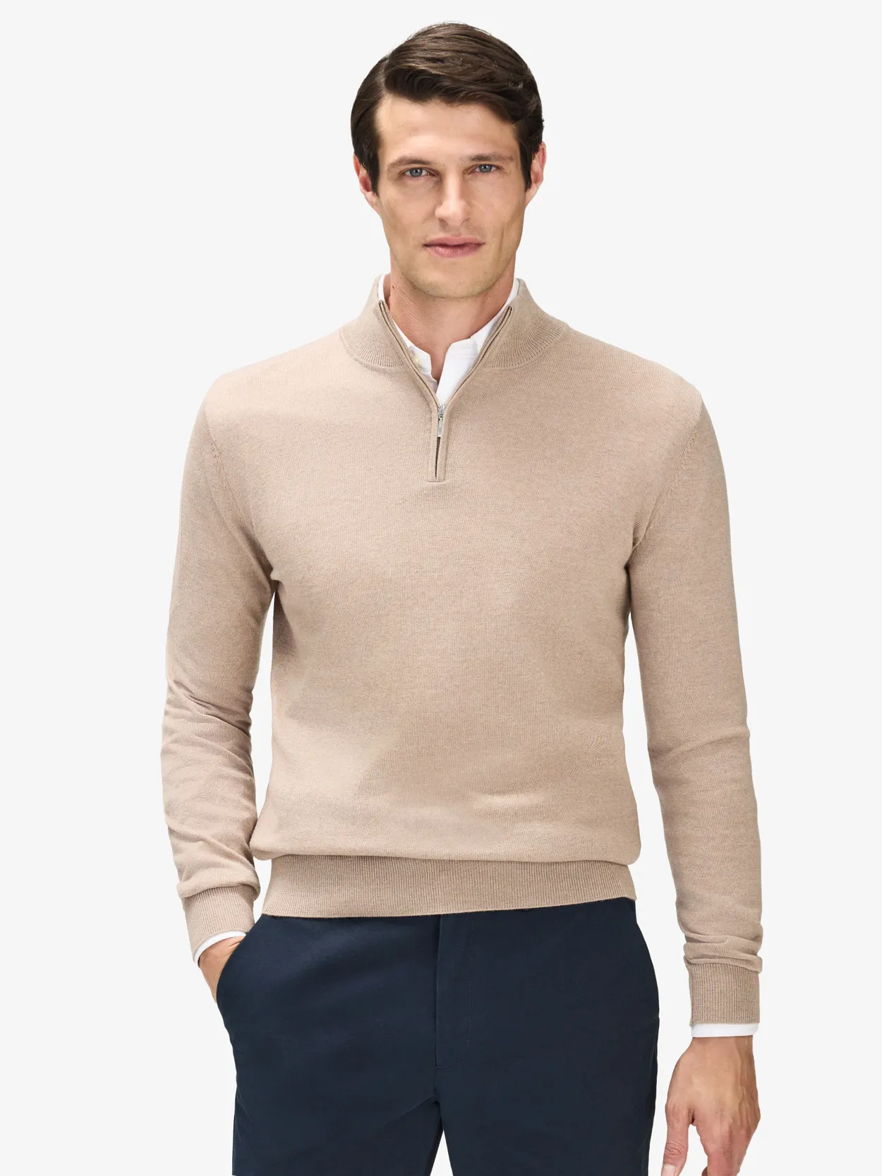 Beige Zipper Sweater Merino