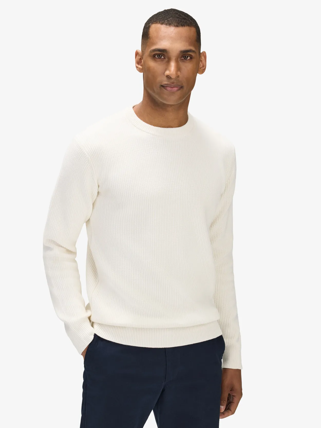 Cream crew neck sweater best sale