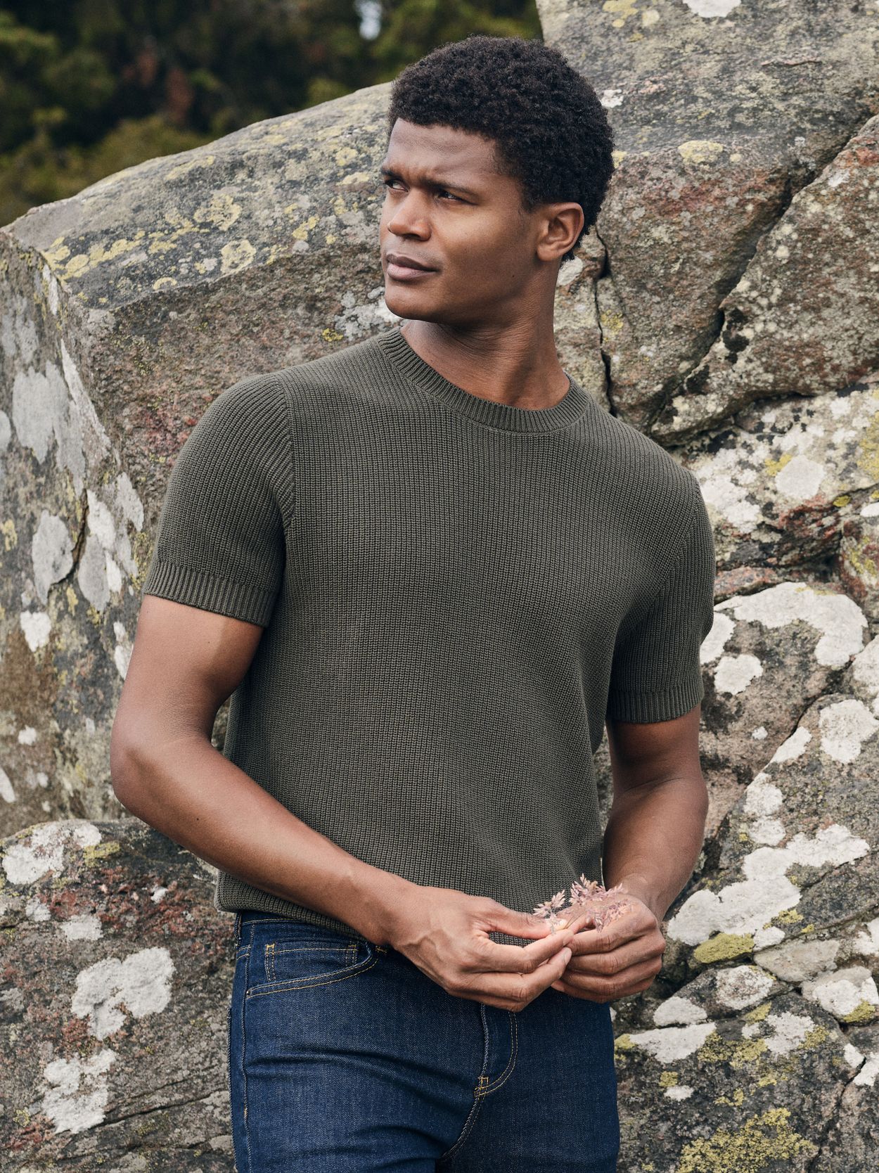 Dark Green Knitted T-Shirt Almada