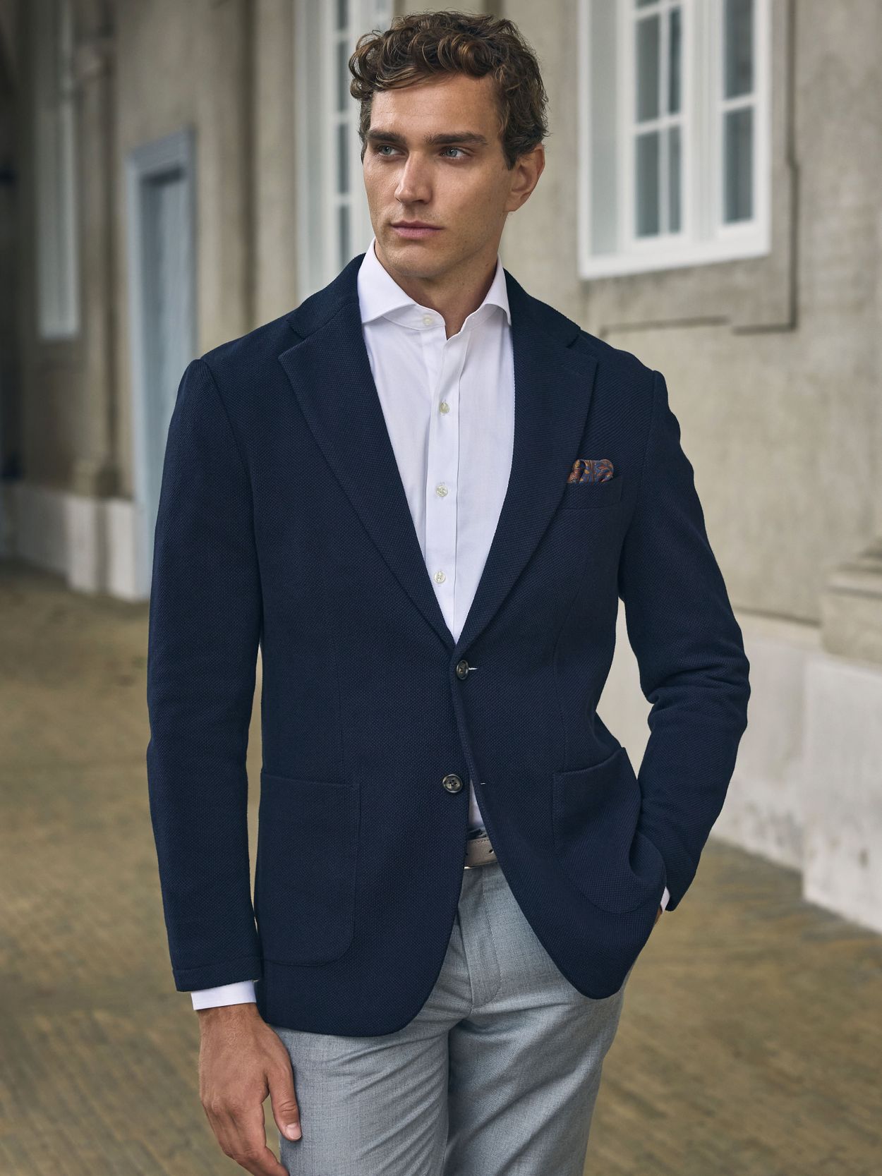 Navy Blue Knitted Jacket Theo