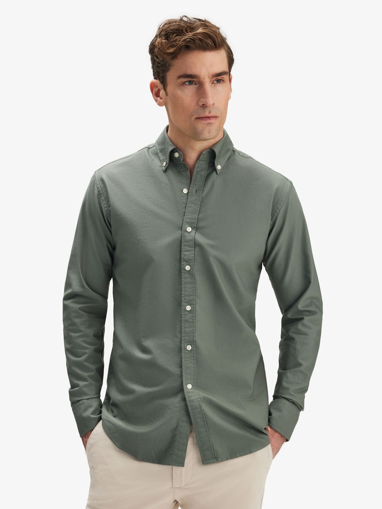 Olivgrøn Oxford Skjorte