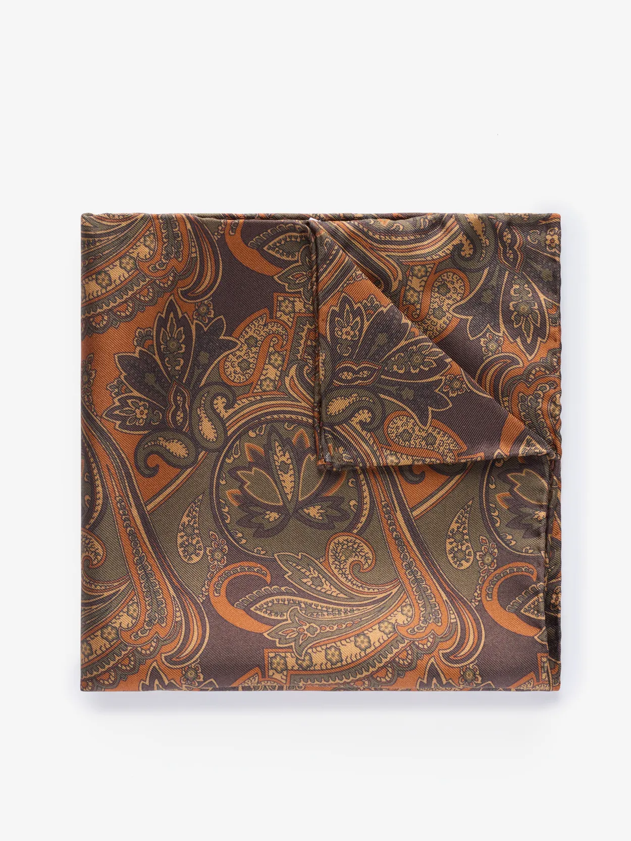 Dark Orange Pocket Square Paisley