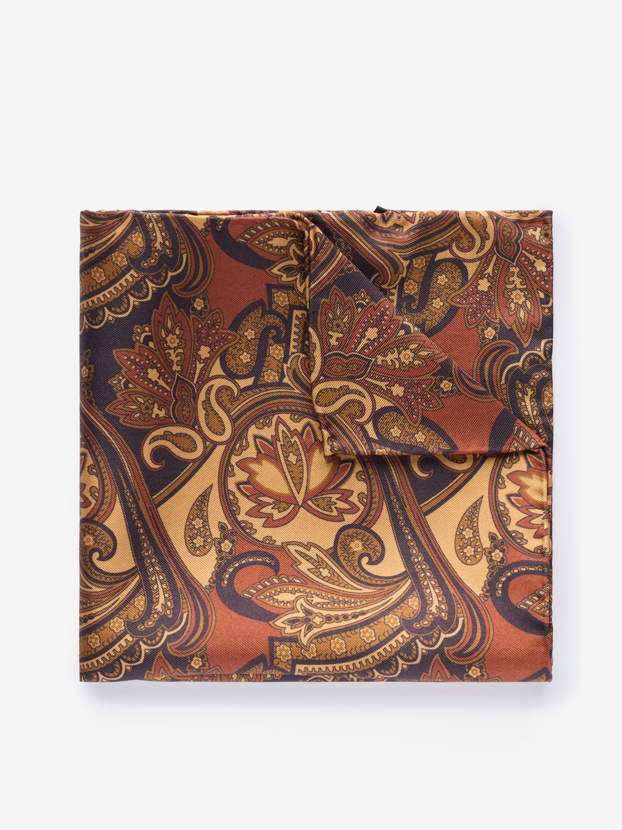 Brown Pocket Square Paisley