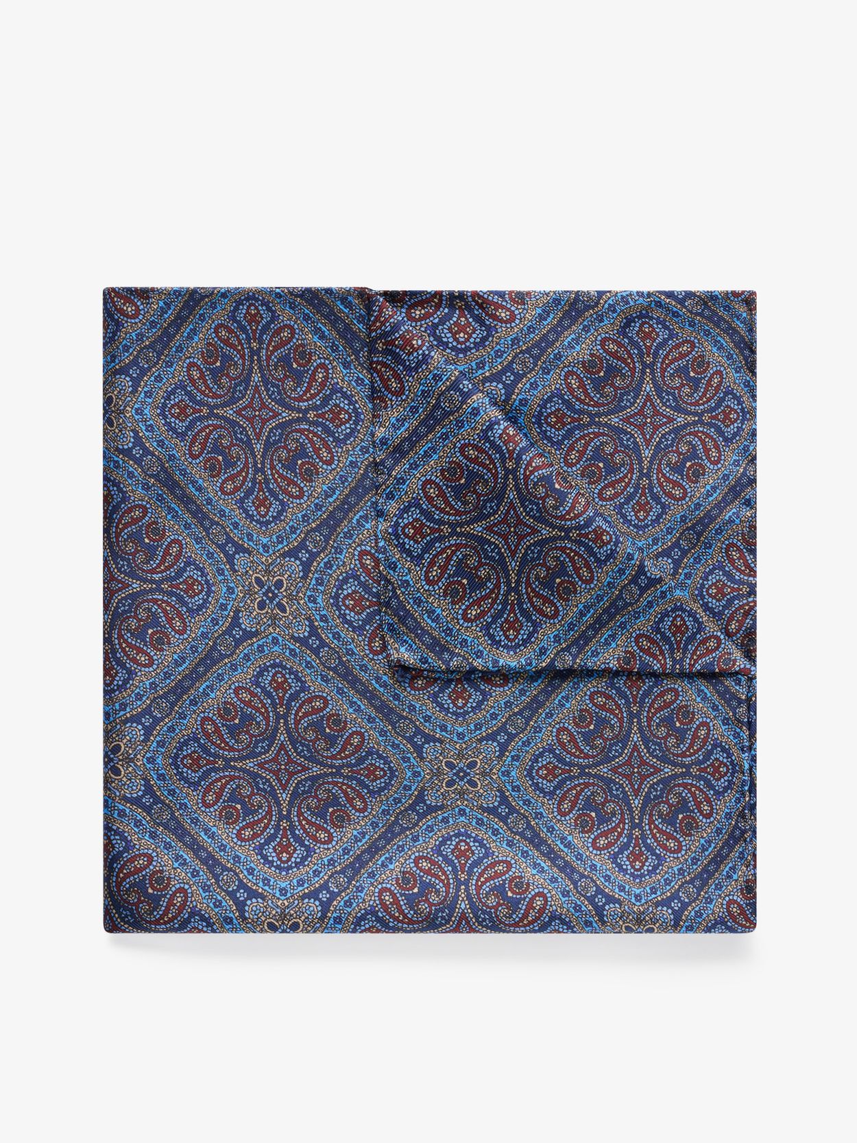 Dark Blue Pocket Square Paisley