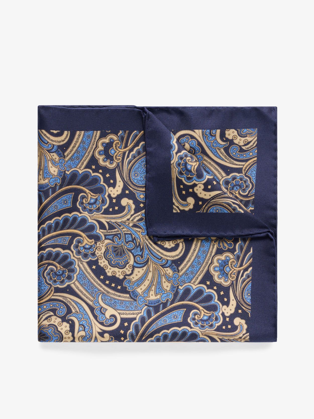 Dark Blue Pocket Square Paisley