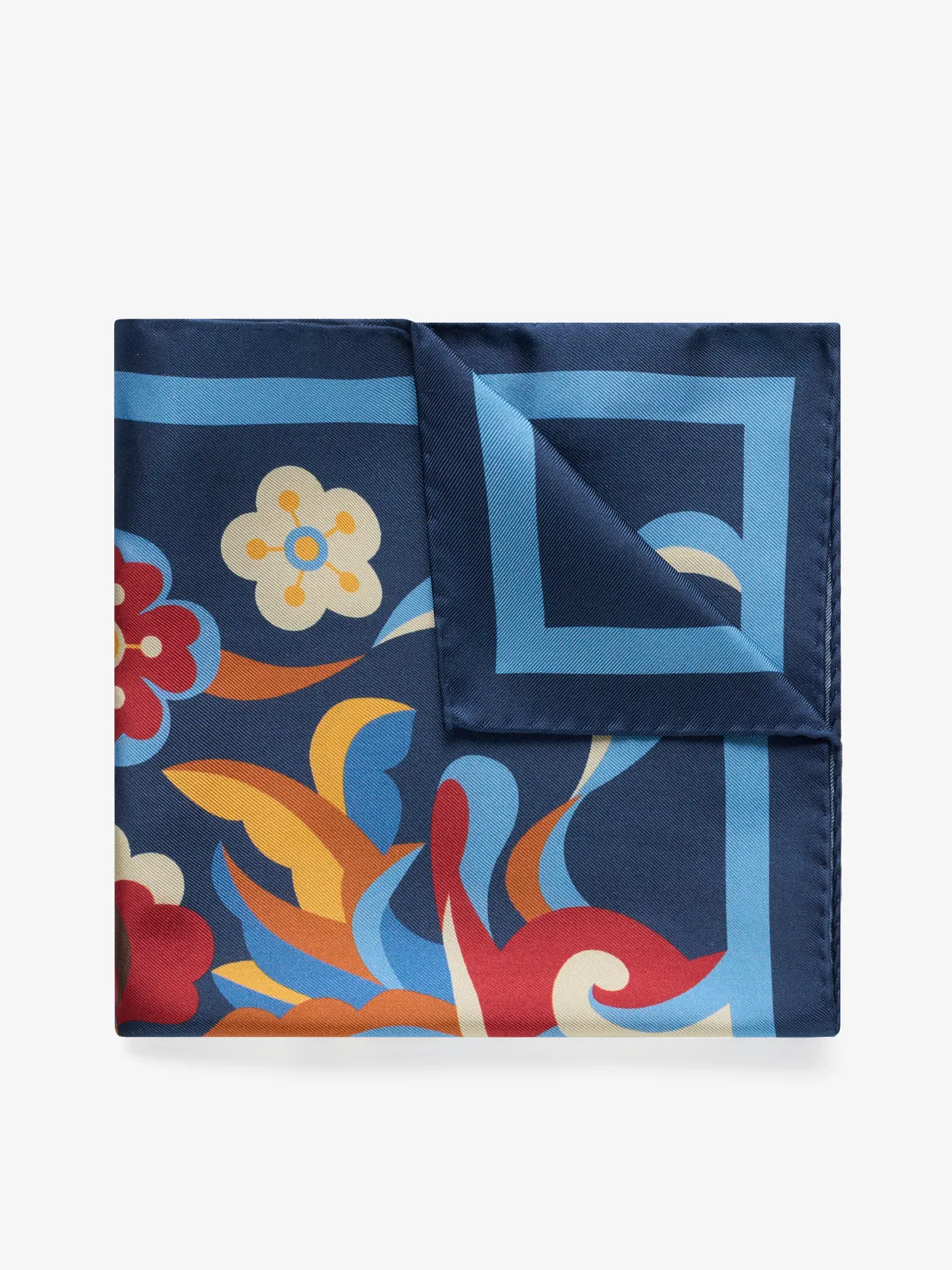 Pochette de Costume Bleu Foncé Florale