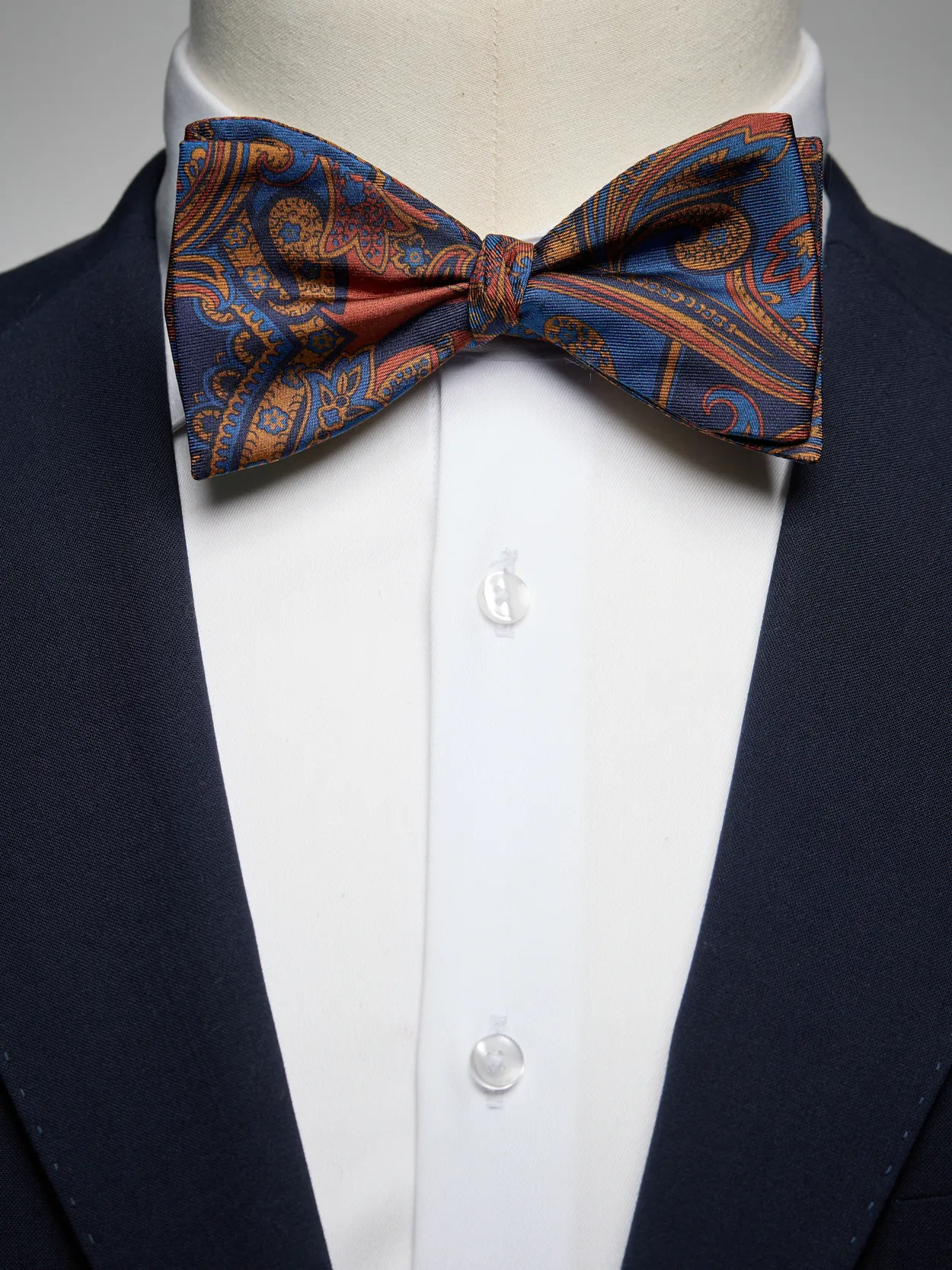 Dark Blue Bow Tie Paisley