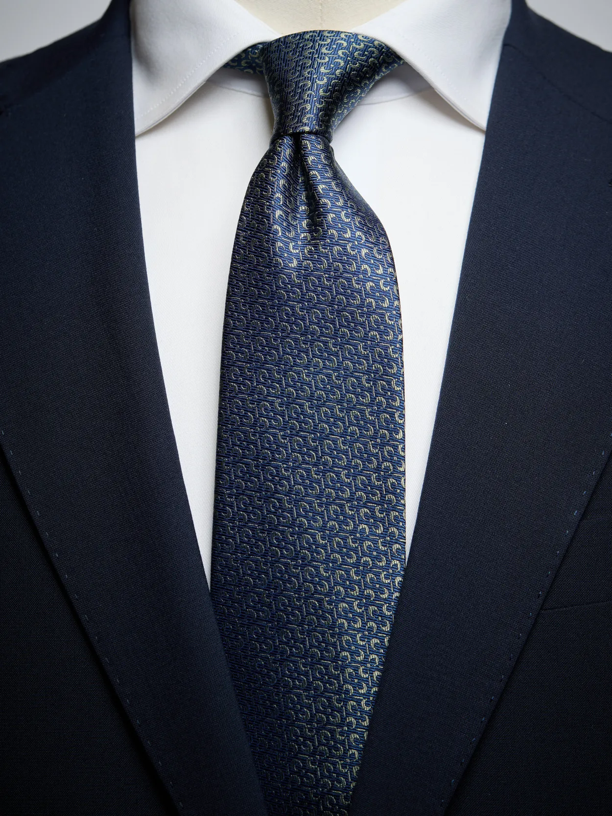 Blue & Olive Green Tie Geometric