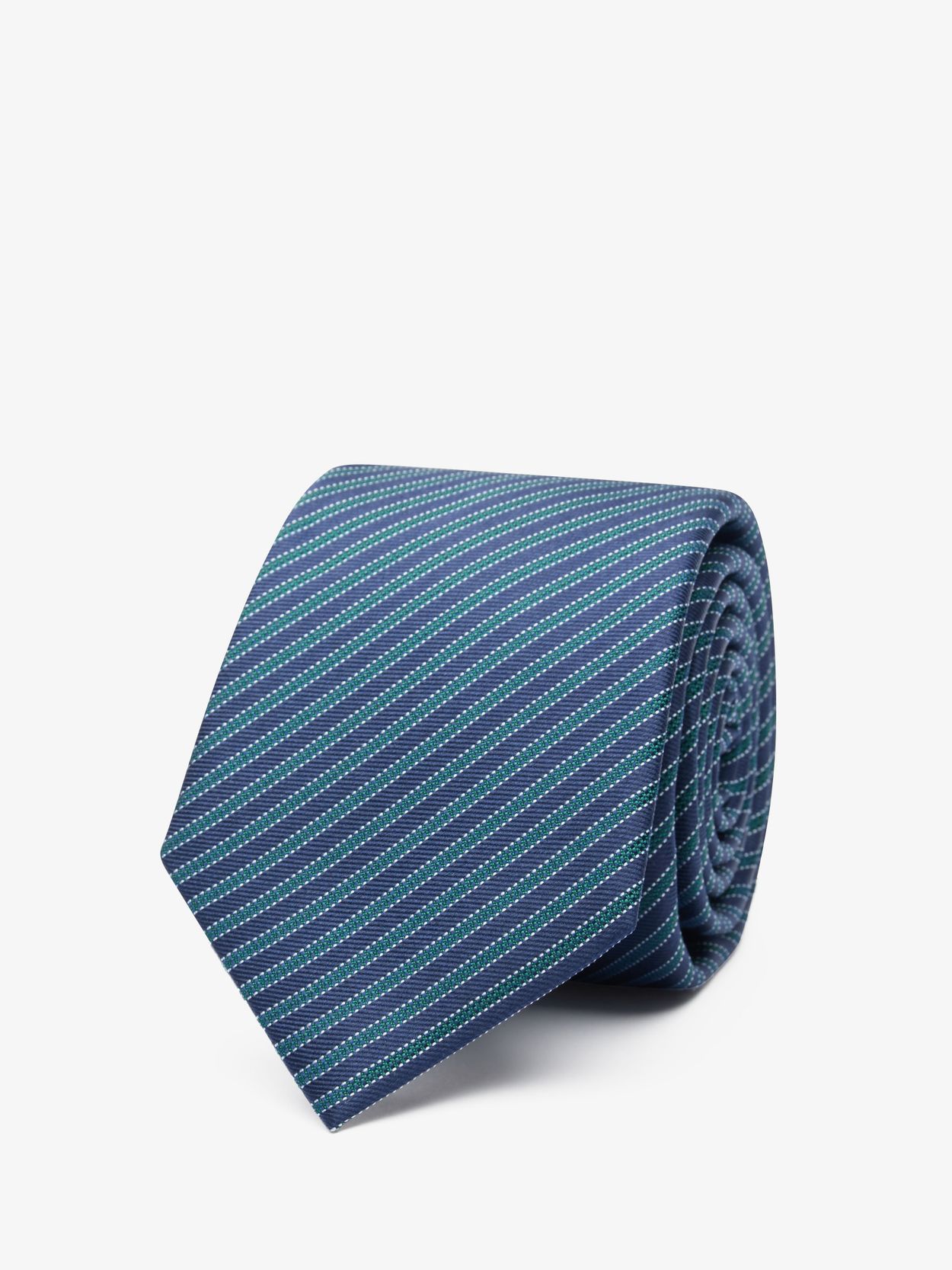 Cravate Homme Frederick Thomas - Rayures Bleu Clair Et Vert Émeraude, Motif Crâne, Fait Main Au Royaume-Uni