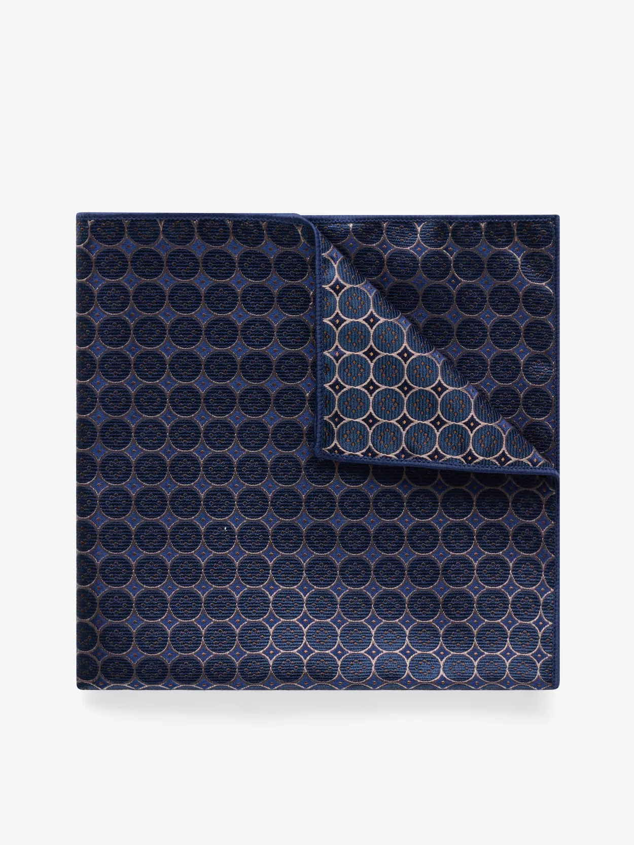 Navy & Beige Pocket Square Geometric