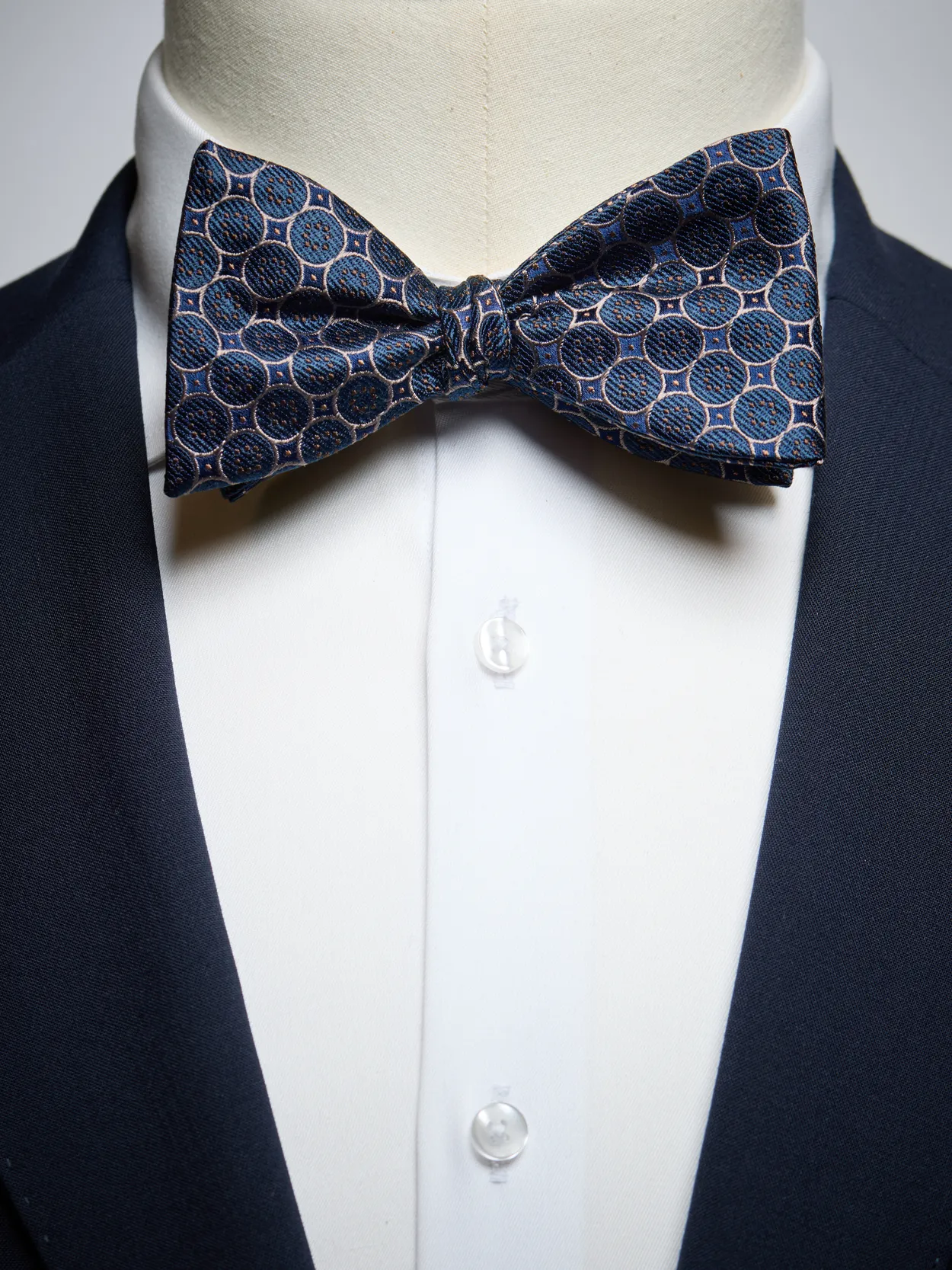 Navy & Beige Bow Tie Geometric