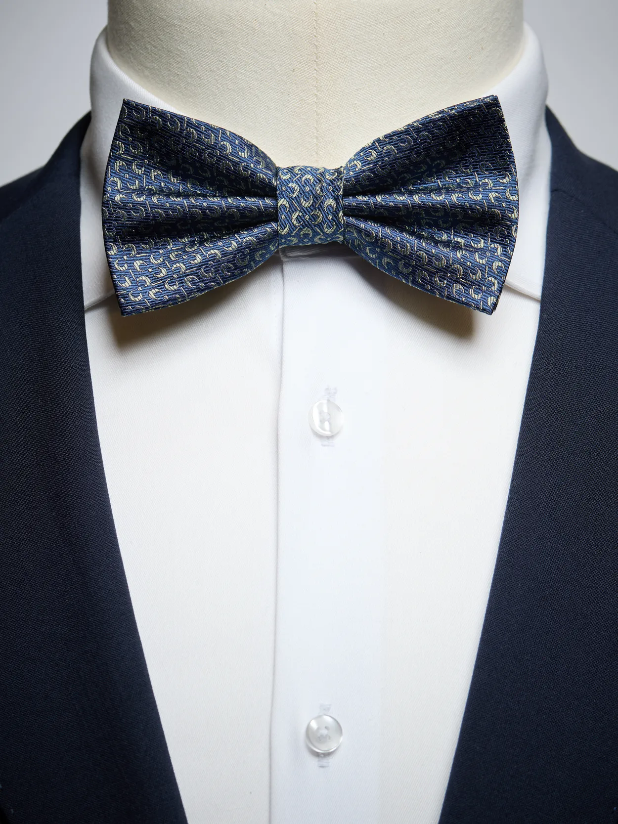 Blue & Olive Green Bow Tie Geometric