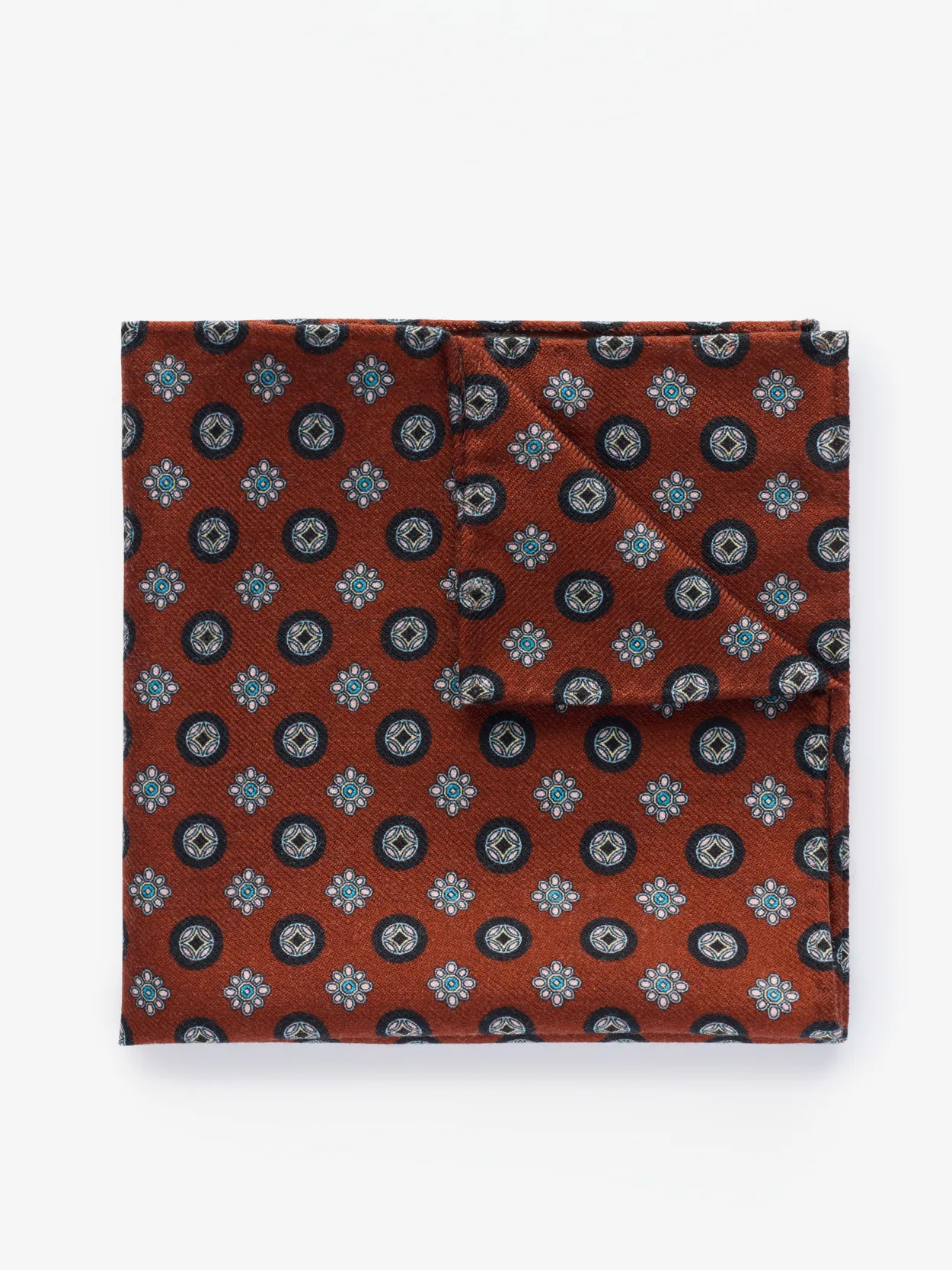 Dark Orange Pocket Square Wool Geometric