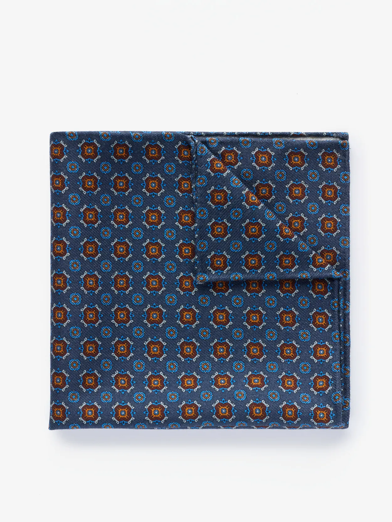 Blue Pocket Square Wool Geometric