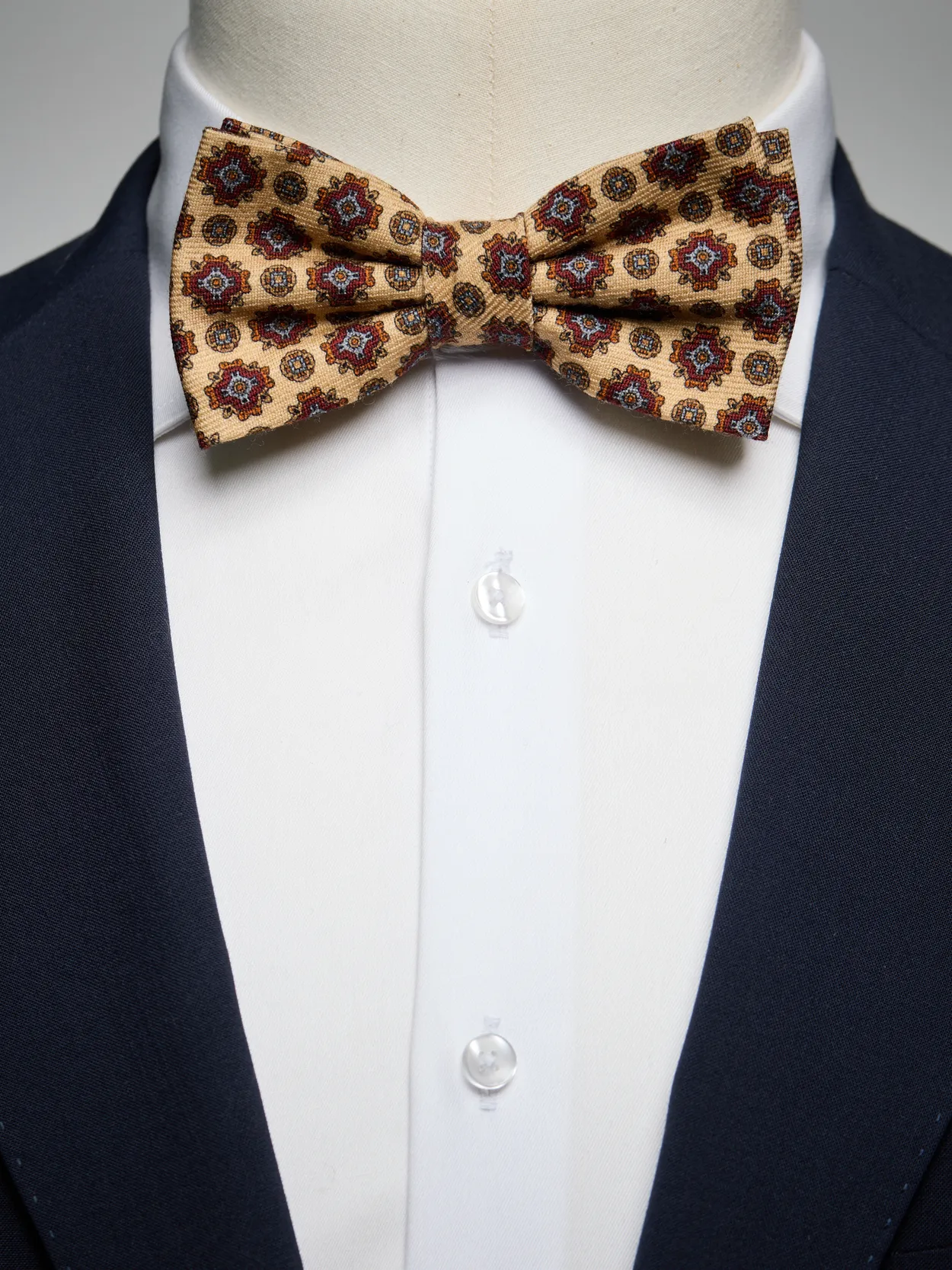 Beige Bow Tie Wool Geometric