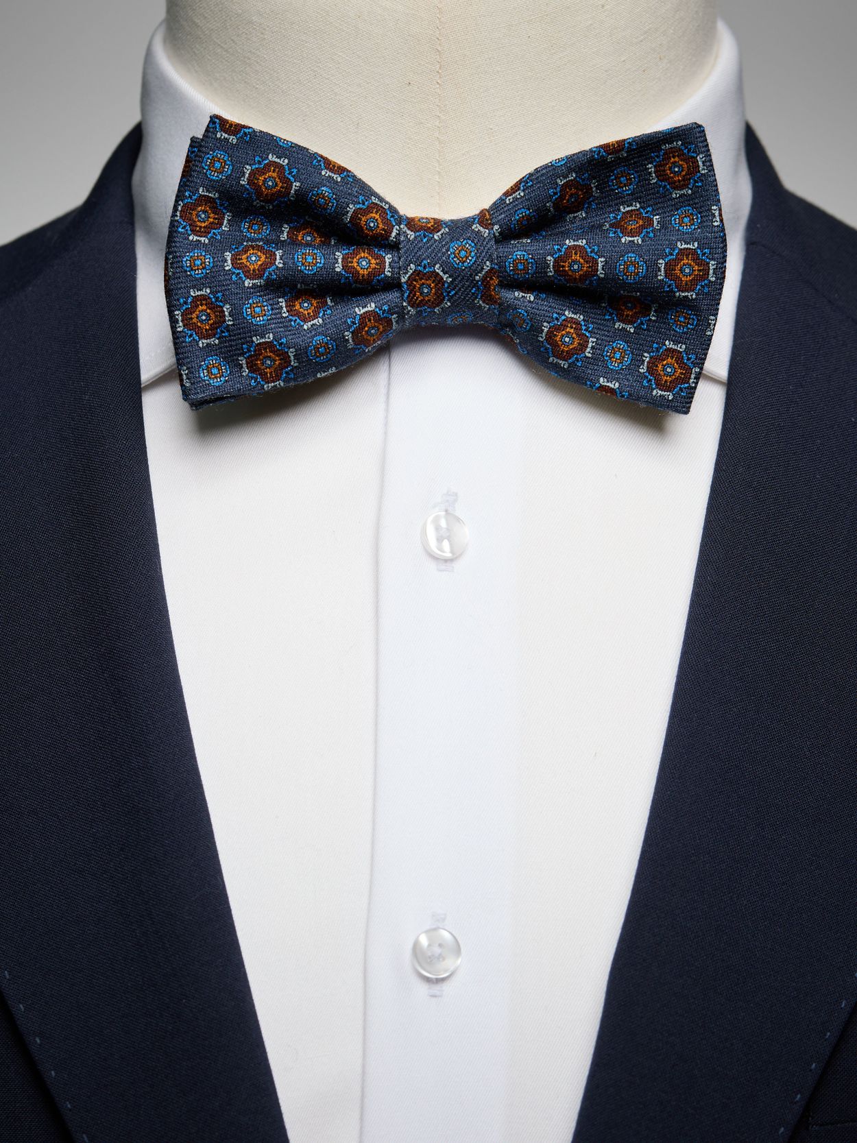 Blue Bow Tie Wool Geometric