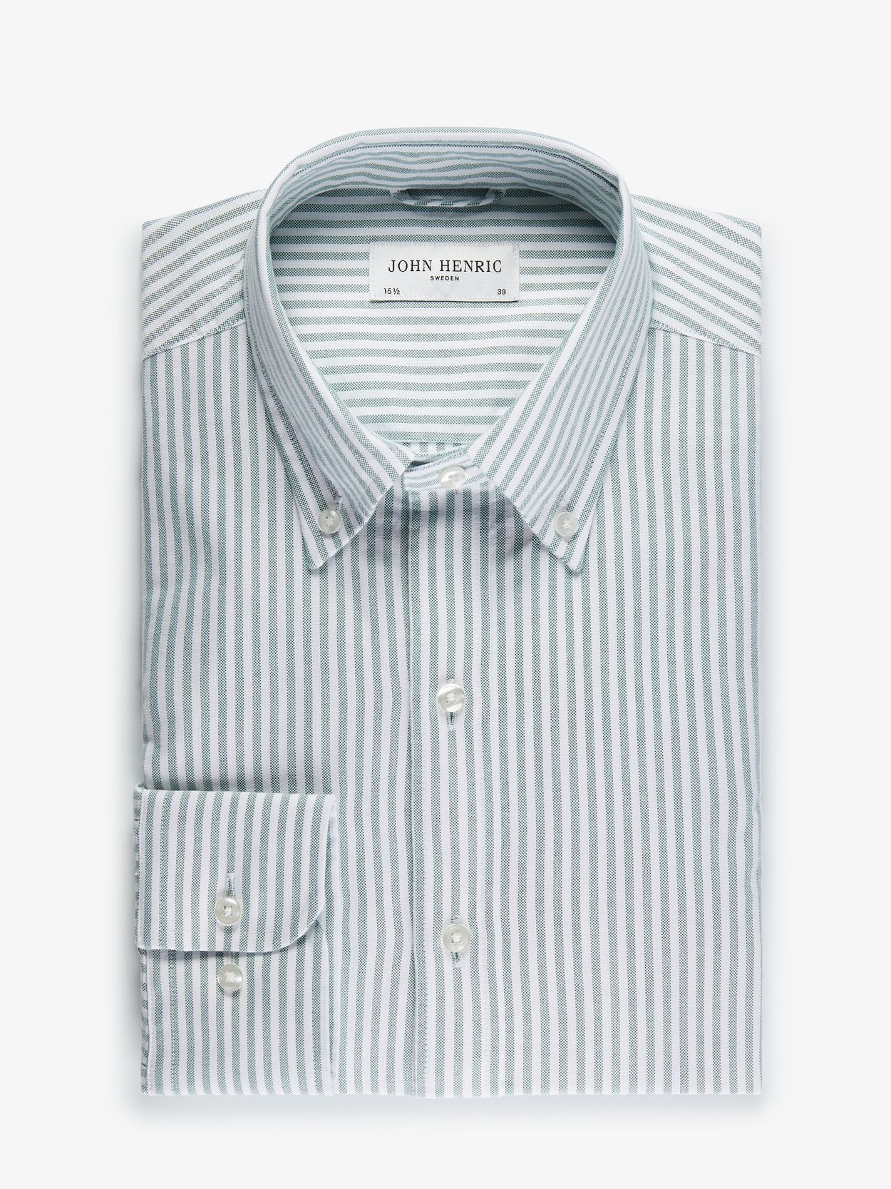 Green & White Striped Oxford Shirt