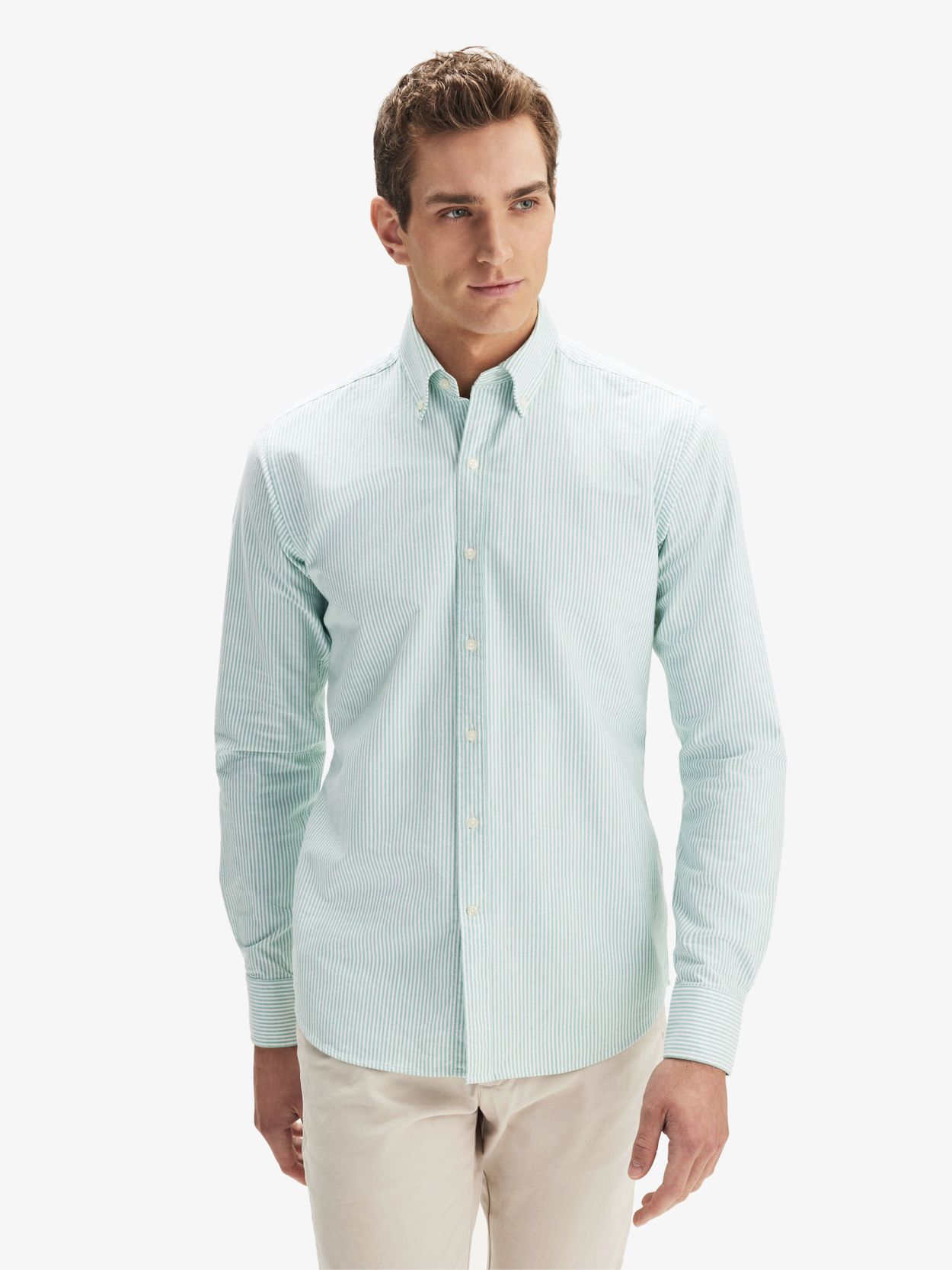 Chemise Oxford à Rayures Vert Clair