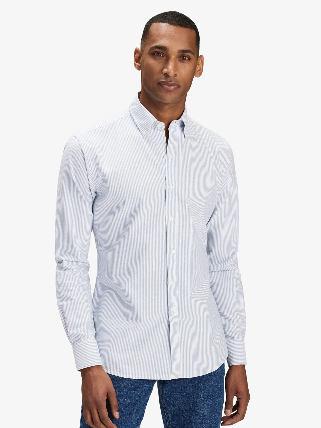 Striped oxford 2025 shirt mens