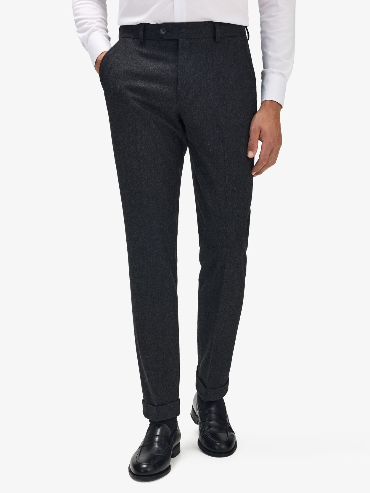 Flannel Trousers - Grey Herringbone