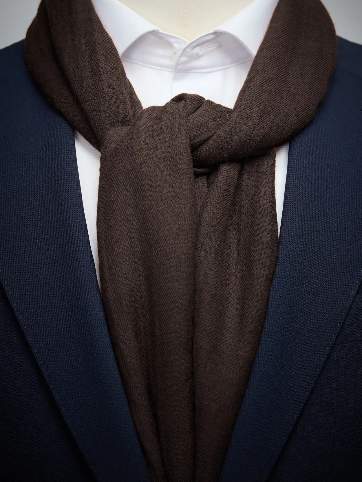 Brown Wool & Cotton Scarf