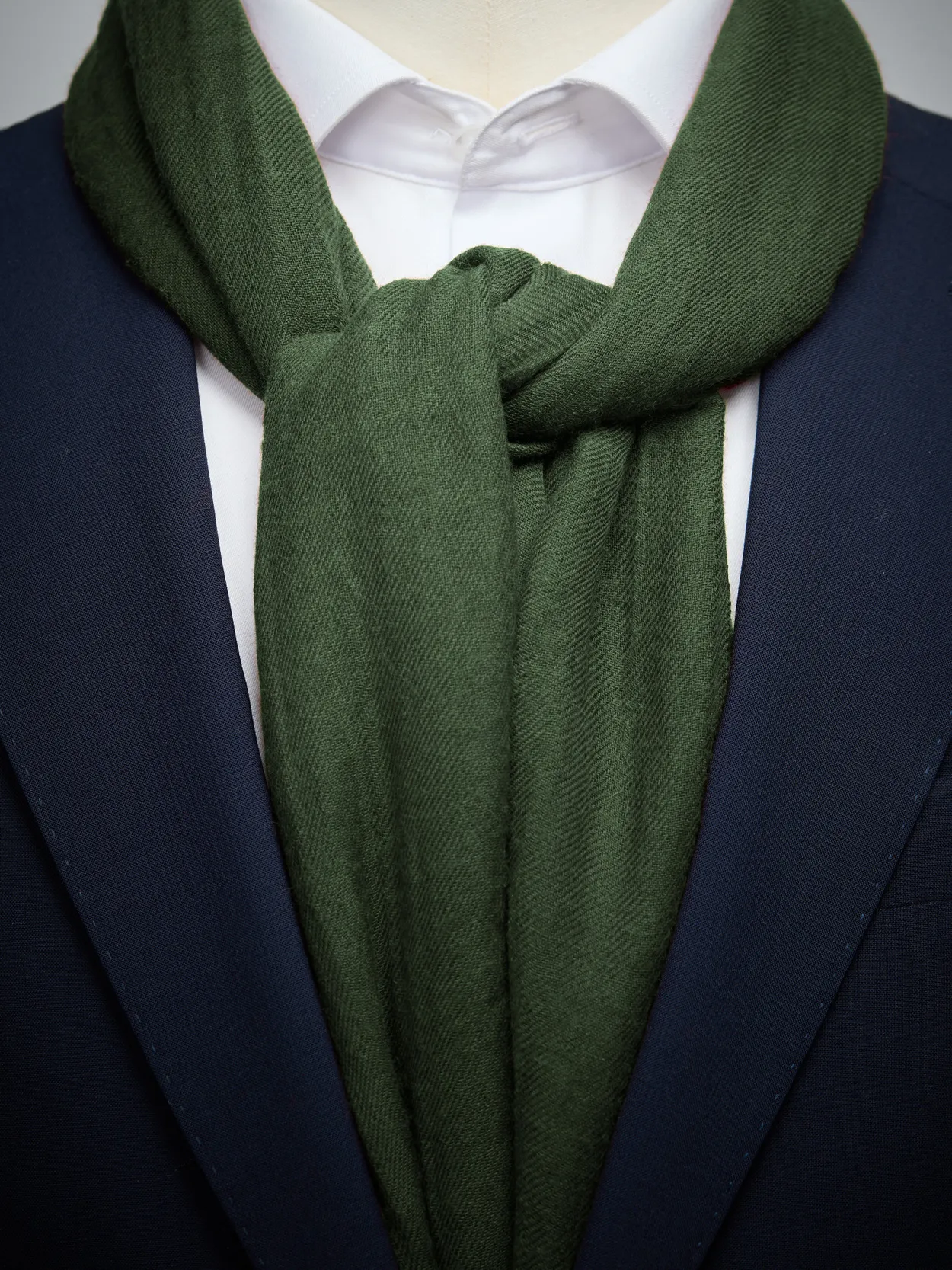 Green Wool & Cotton Scarf