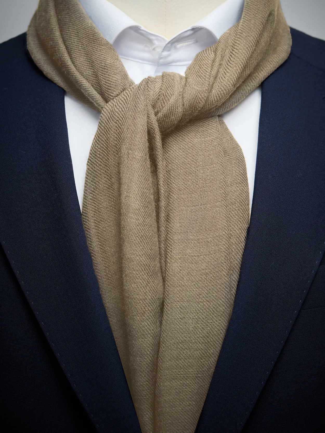 Taupe Wool & Cotton Scarf