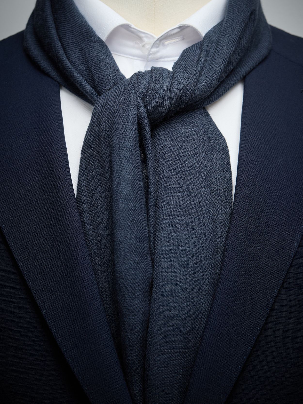 Navy Blue Wool & Cotton Scarf