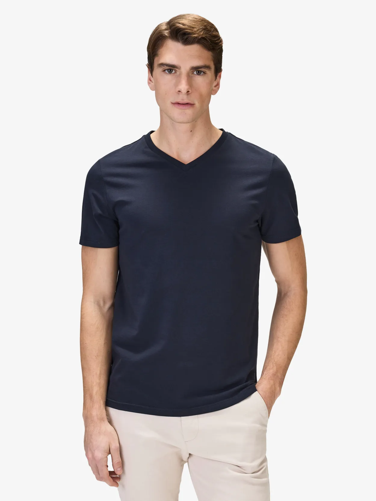 Marinblå V-Neck T-shirt Victor