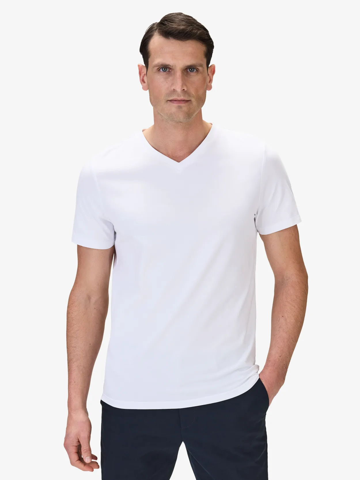 White Fitted V-neck T-shirt Victor