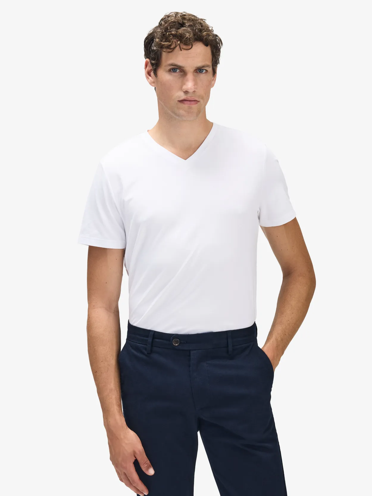 White Cotton V-neck T-shirt Victor