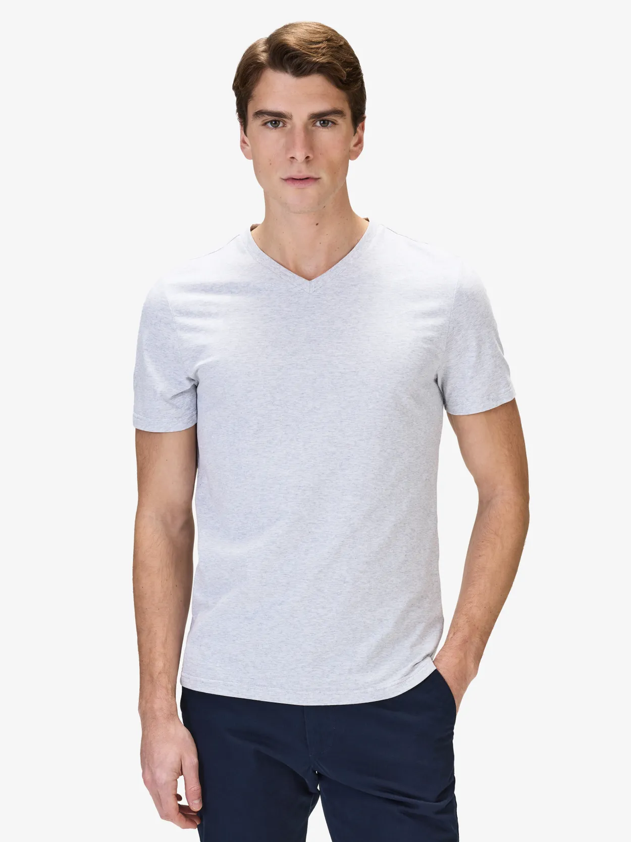 Light Grey Fitted V-neck T-shirt Victor