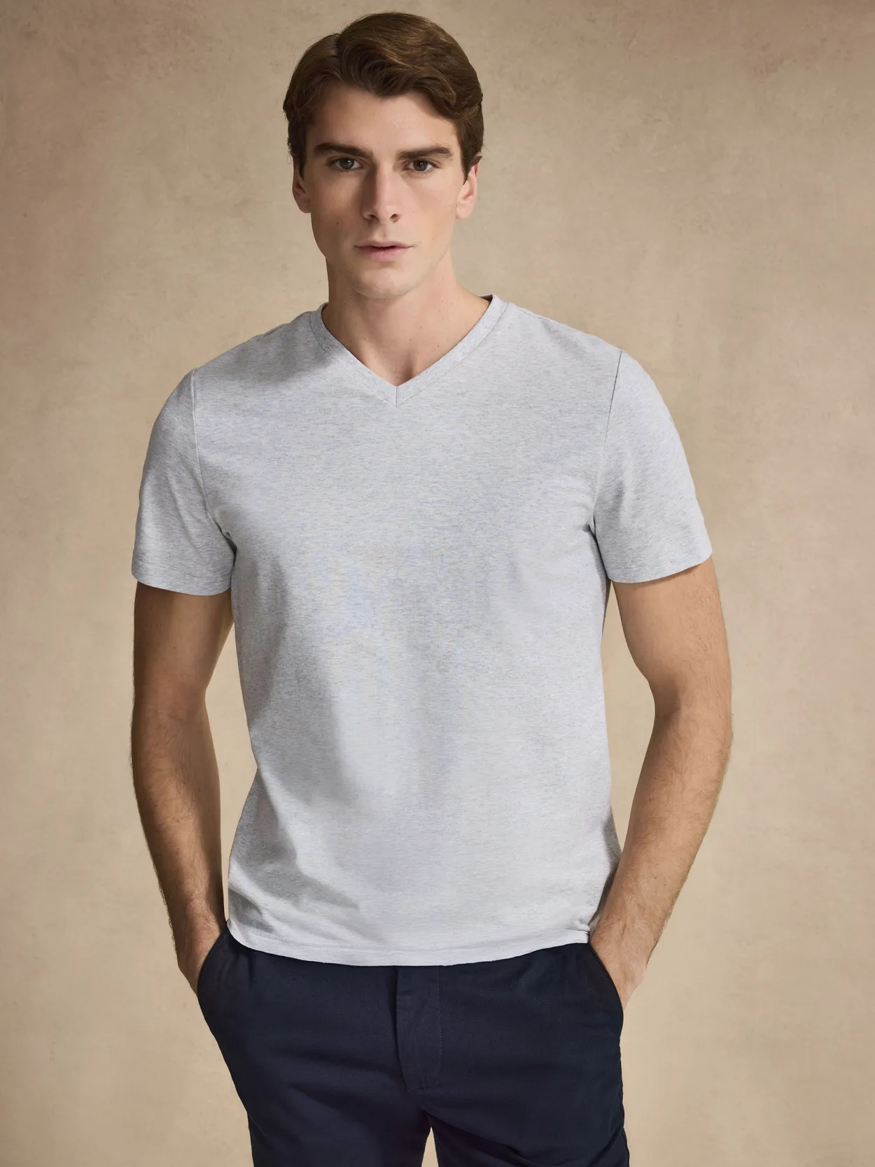 Light Grey Fitted V-neck T-shirt Victor