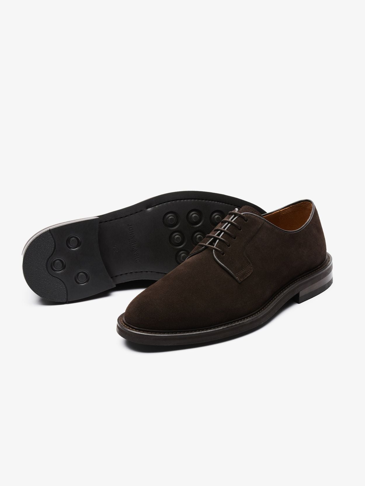Dark Brown Derby Shoes - Suede - Buy online | John Henric