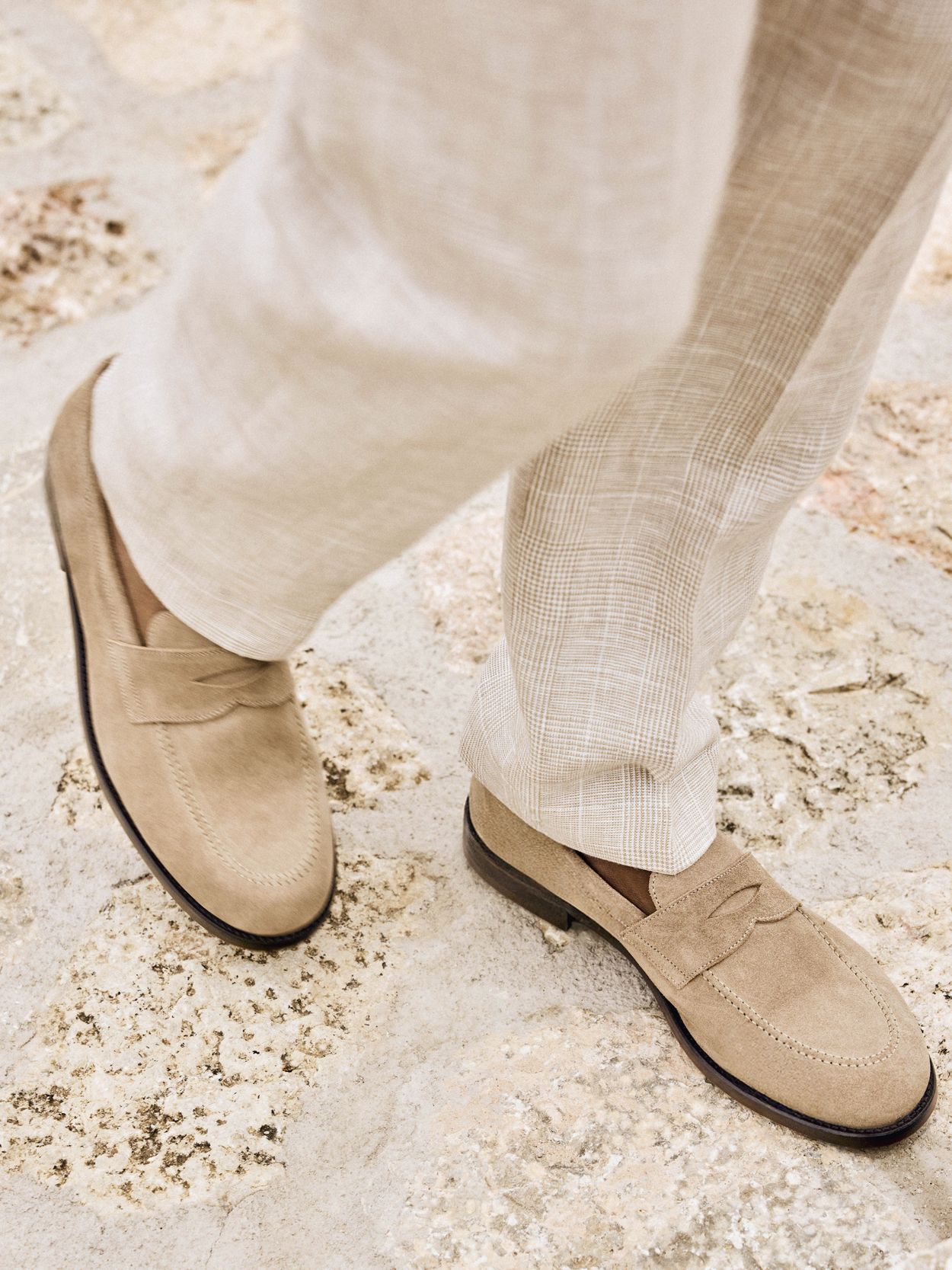 Collars and Co Beige Slip-On Loafers for Men Beige Suede Loafers - Men main image 3